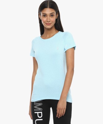 CAMPUS SUTRA Solid Women Round Neck Light Green T-Shirt