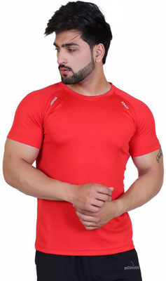 indian krait Solid Men Round Neck Red T-Shirt