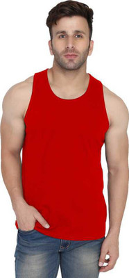 SLOWLORIS Solid Men Round Neck Red T-Shirt