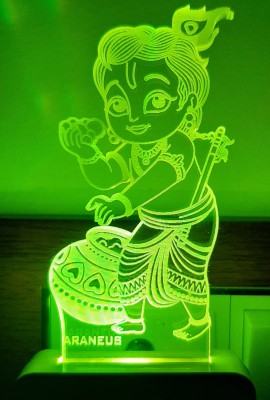 ARANEUS Makhanchor balkrishna 3D Illusion LED Night Lamp For Home&Temple Decorative, decoration Lighting gifts for Senior citizen,family,friends - 7Multicolour light (Small Size-9cm) ANL-10 Night Lamp Night Lamp(10 cm, Multicolor)