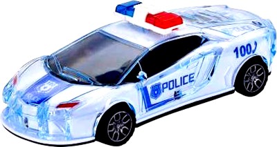 ANANYA CREATIONS Police Car with Lights Friction Music and Siren Sound Police 3D Car Police Car Super Speed Colorful Dazzling Light and Music (Blue Pack of 1)(White, Blue, Pack of: 1)