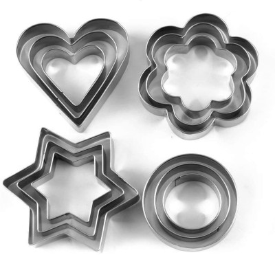 NNPRO S_E 12 Piece Set Stainless Steel Pastry Cookie Biscuit Cutter Cake Muffin Decor Mold Multifunctional Tool Cookie Cutter(Pack of 12)