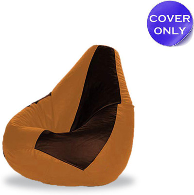Devogue XXL Tear Drop Bean Bag Cover  (Without Beans)(Brown, Beige)