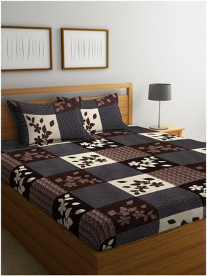 LOXICA 180 TC Polycotton King 3D Printed Flat Bedsheet(Pack of 1, Coffee)