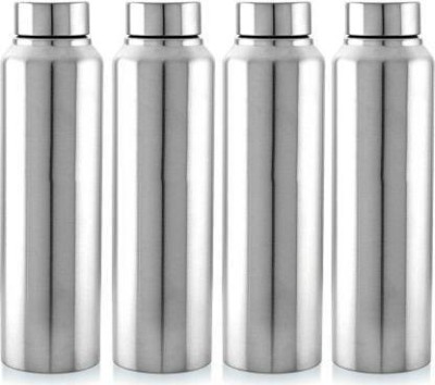 Aquasleri Aquasleri1000 ml Steel Water Bottle Set of 4 (Pack of 4) 1000 ml Bottle(Pack of 4, Silver, Steel)