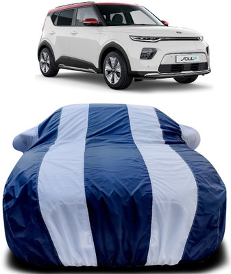 Gavya Car Cover For Kia Soul EV (With Mirror Pockets)(Blue, White)