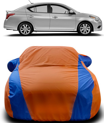 Gavya Car Cover For Nissan Sunny Facelift (With Mirror Pockets)(Orange, Blue)