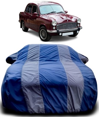 Genipap Car Cover For HM Ambassador MPFi (With Mirror Pockets)(Blue, Grey)