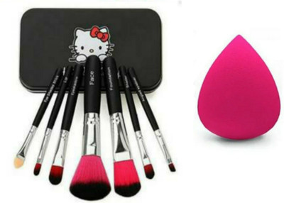 FUSION FLY SET OF 7 MAKE UP MINI BRUSH & MAKE UP SPONGE PUFF BLENDER(8 Items in the set)