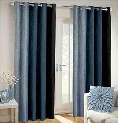 AkiN 152 cm (5 ft) Polyester Semi Transparent Window Curtain (Pack Of 2)(Plain, Grey)