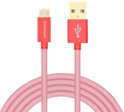 PHONOKART Micro USB Cable 2 A 1 m Fishnet Braided Champ fishnet micro USB cable-Red(Compatible with All mobiles and tablets, Red, One Cable)