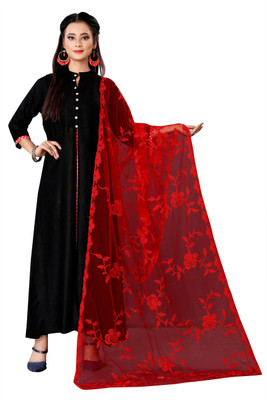 S And H Designer Net Embroidered Women Dupatta