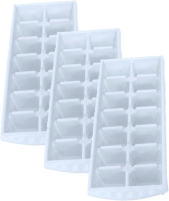 AASHU White Plastic Ice Cube Tray(Pack of3)