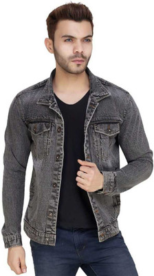 HOZIE Full Sleeve Solid Men Denim Jacket