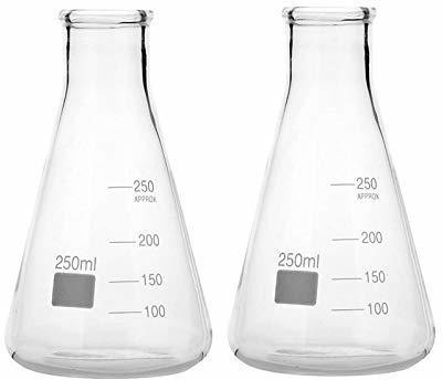 Z GLASS Erlenmeyer Flask(250 ml, Pack of 2)