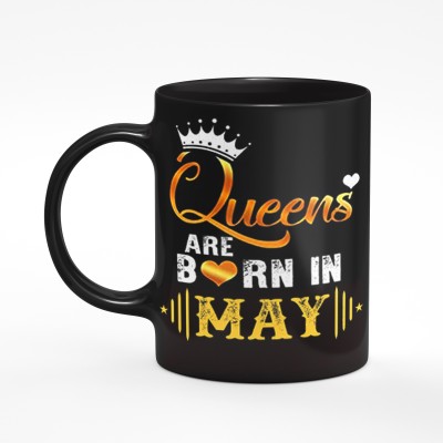 Pride Kraft Queen's are Born in May happy Birthday High Quality Printed Ceramic Birthday gift for sister mom friends | Best Gift for Women, Mom, Sister, Daughter Girlfriend and Loved Ones, - 11oz [325 ml] Ceramic Coffee Ceramic Coffee Ceramic Coffee for gifting Ceramic Coffee Mug(325 ml)