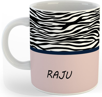 P89M Gift 'RAJU' Name Coffe Ceramic Coffee Mug(330 ml)