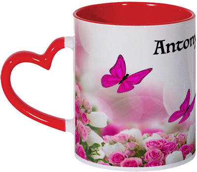Wagwan Antony Name Gifts For Brother, Sister, Girlfriend, Boyfriend, Wife Beautiful Butterflies Printed MG20-310 Ceramic Coffee Mug(350 ml)