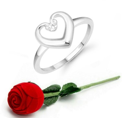 VIGHNAHARTA Vighnaharta Cute Heart CZ Rhodium Plated Ring with Scented Velvet Rose Ring Box for women and girls and your Valentine. Alloy Rhodium Plated Ring