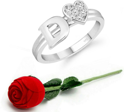 VIGHNAHARTA Vighnaharta cz alloy Rhodium plated Valentine collection Initial '' D '' Letter with heart ring alphabet collection with Scented Velvet Rose Ring Box for women and girls and your Valentine. Alloy Cubic Zirconia Rhodium Plated Ring VIGHNAHARTA Vighnaharta cz alloy Rhodium plated Valentine collection Initial '' D '' Letter with heart ring alphabet collection with Scented Velvet Rose Ring Box for women and girls and your Valentine. Alloy Cubic Zirconia Rhodium Plated Ring
