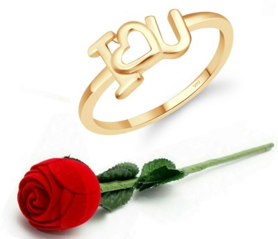 VIVASTRI Vivastri's Gold plated Initial'' I LUV U ''Letter ring alphabet collection. Alloy Cubic Zirconia Gold Plated Ring