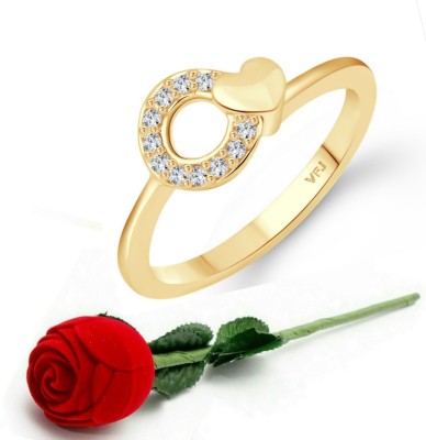 VIGHNAHARTA valentine day ring rose box Lord of The Rings Genuine Ring for Women and Girls Alloy Cubic Zirconia Gold Plated Ring