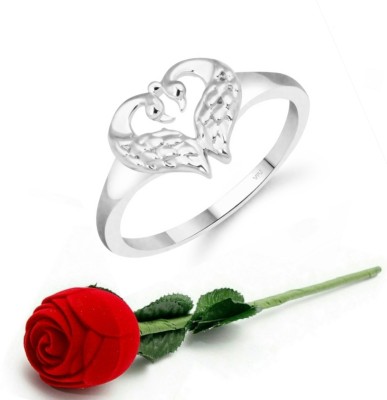 VIGHNAHARTA Vighnaharta Cute Mayur Heart CZ Rhodium Plated Ring with Scented Velvet Rose Ring Box for women and girls and your Valentine. Alloy Rhodium Plated Ring