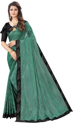 V-Art Printed Bollywood Lycra Blend Saree(Green)