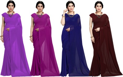 kashvi sarees Dyed Daily Wear Chiffon Saree(Pack of 4, Multicolor)