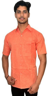 DESHBANDHU DBK Men Solid Casual Orange Shirt