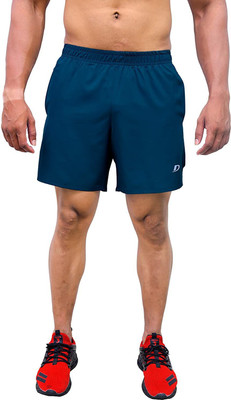 Decisive Solid Men Dark Blue Sports Shorts