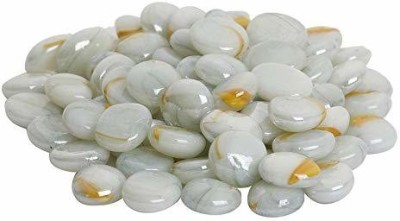 VANNEF Stone Glossy Finish Decorative Shiny Glass Pebbles for Aquarium Vase Filler Home Garden & Outdoor Decoration (White_10Kg) Polished, Carved Round, Oval Fire Glass Pebbles(White 10 kg)