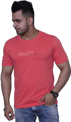 GODFREY Printed Men Round Neck Pink T-Shirt