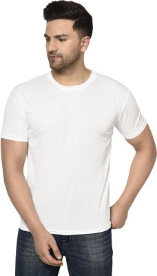 Galatea Solid Men Round Neck White T-Shirt