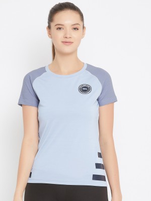 JUMP USA Colorblock Women Round Neck Blue T-Shirt