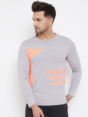 JUMP USA Printed Men Round Neck Orange, Grey T-Shirt