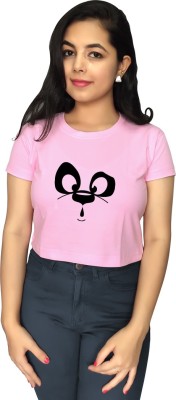 Tshirt Makers Printed Women Round Neck Pink T-Shirt