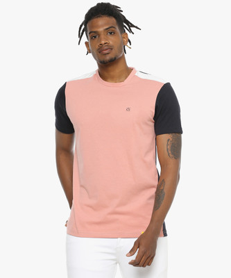 CAMPUS SUTRA Colorblock Men Round Neck Pink T-Shirt