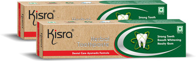 KISRA Herbal Toothpaste | Teeth Whitening, Cavity Prevention, Active Cleaning Formula Toothpaste(100 g, Pack of 2)