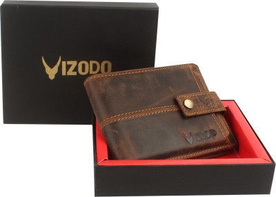 vizodo Men Casual, Trendy Khaki, Brown Genuine Leather Wallet(11 Card Slots)