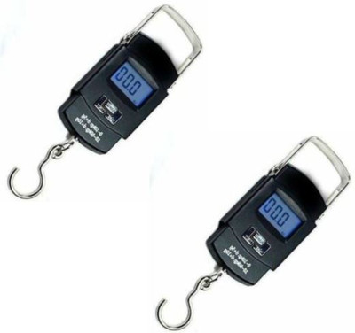 SBTs Electronic Portable Fishing Hook Type Digital LED Screen Luggage Weighing Scale, 50 kg/110 Lb PR55R 2 PCS Weighing Scale(Black)