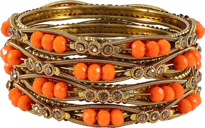 ZULKA Metal Agate Bangle Set(Pack of 4)