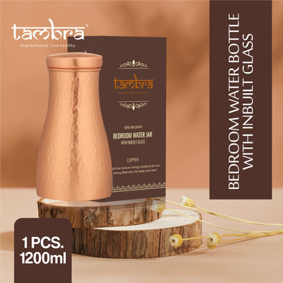 Tambra 1200 ml Copper Bottle With Drinking Glass(Pack of 1, Copper)