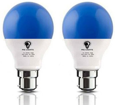 mg lights 7 W Basic Arbitrary B22 LED Bulb(Blue, Pack of 2)