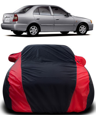 ProRox Car Cover For Hyundai Accent Viva (With Mirror Pockets)(Black, Red)