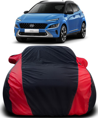 Elegance Car Cover For Hyundai Kona Electric (With Mirror Pockets)(Black, Red)