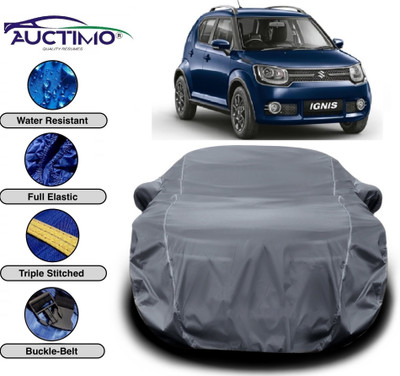 AUCTIMO Car Cover For Maruti Suzuki Ignis (With Mirror Pockets)(Grey)