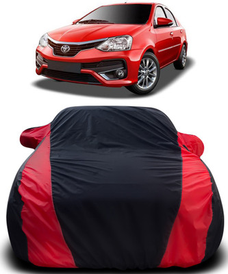 APNEK Car Cover For Toyota Platinum Etios (With Mirror Pockets)(Black, Red)