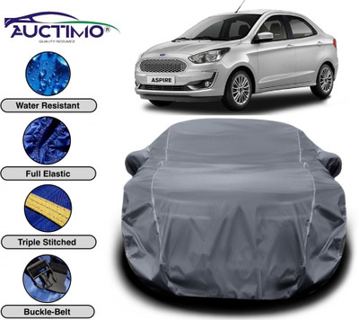 AUCTIMO Car Cover For Ford Figo Aspire (With Mirror Pockets)(Grey)