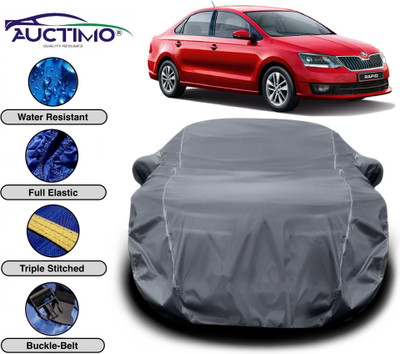 AUCTIMO Car Cover For Skoda Rapid (With Mirror Pockets)(Grey)